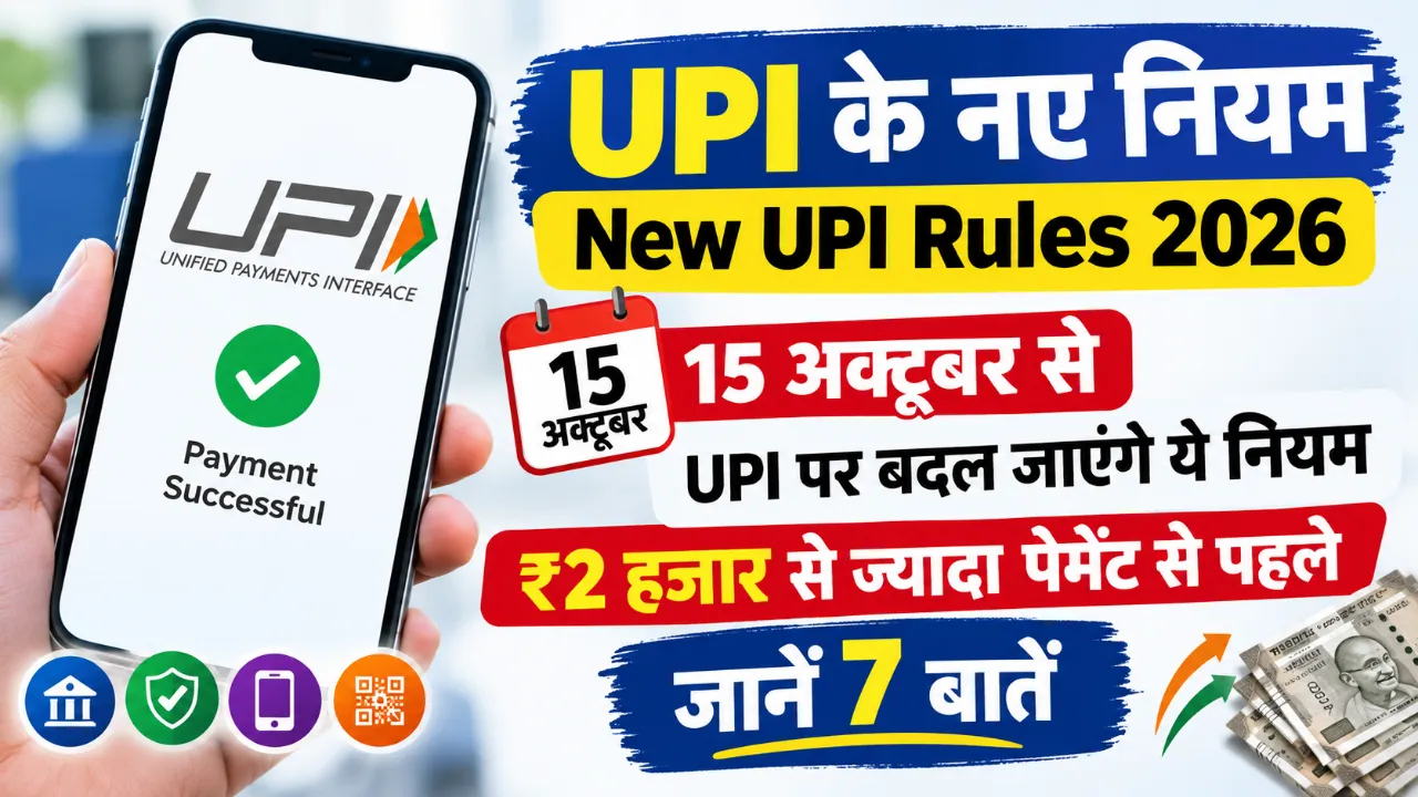 UPI के नए नियम: New UPI Rules 2026 15 अक्टूबर से UPI पर बदल जाएंगे ये नियम, ₹2 हजार से ज्यादा पेमेंट से पहले जानें 7 बातें